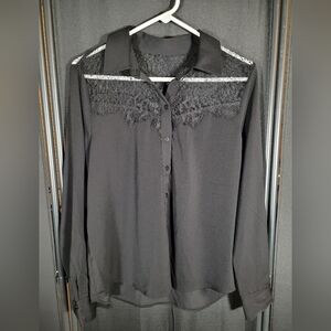 Racheland Zoe Elegant Black Lace Women's Top - Medium